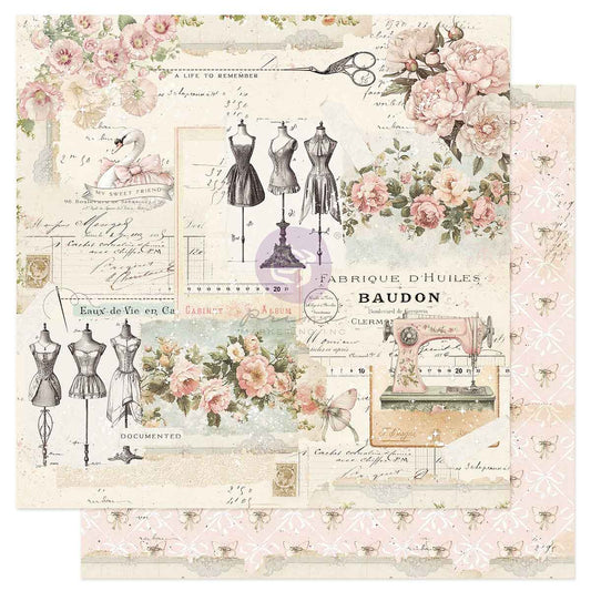 Prima Marketing - Buttons & Keepsakes 12x12 Paper Sheet, A Life To Remember