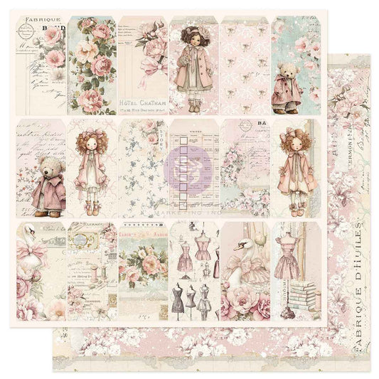 Prima Marketing - Buttons & Keepsakes 12x12 Paper Sheet, Found Treasures