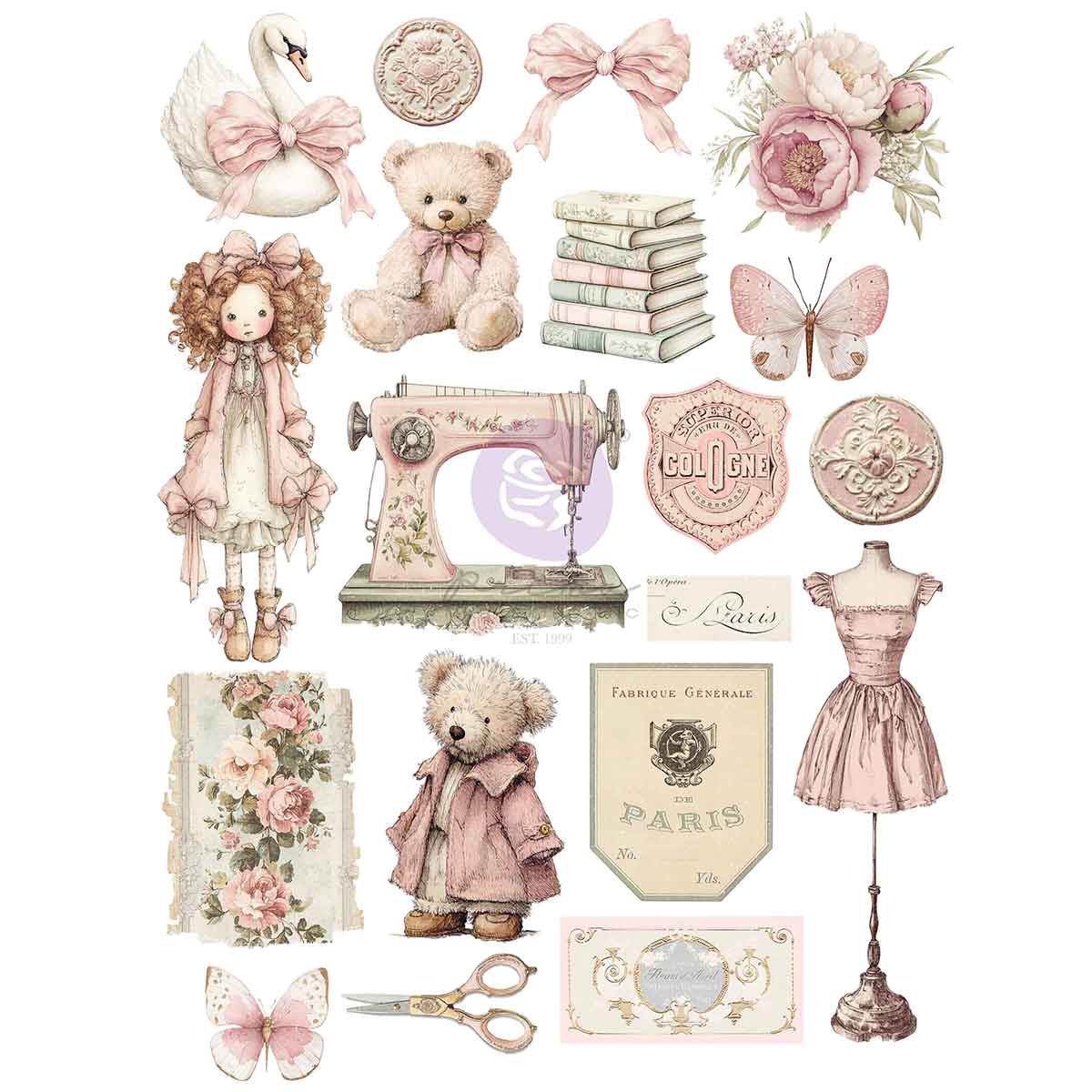 Prima Marketing - Buttons & Keepsakes Transfer A4 8.3x11.7"