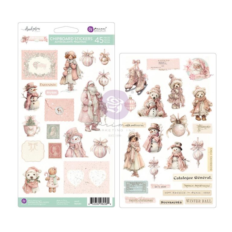 Prima Marketing - Christmas Blush Collection Chipboard Stickers 46 pcs
