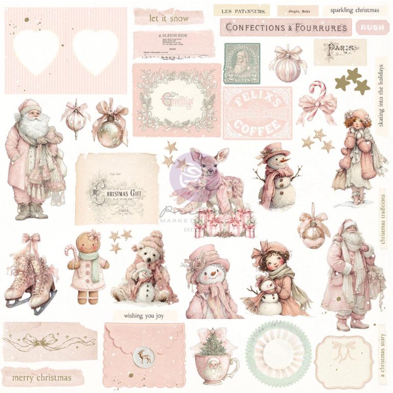 Prima Marketing - Christmas Blush Collection Ephemera 100 pcs
