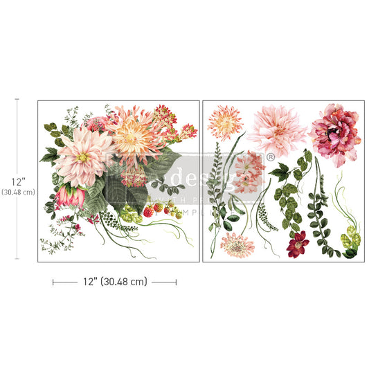 Re-Design With Prima® Maxi Transfer - My Favorite Dahlia 12x12"