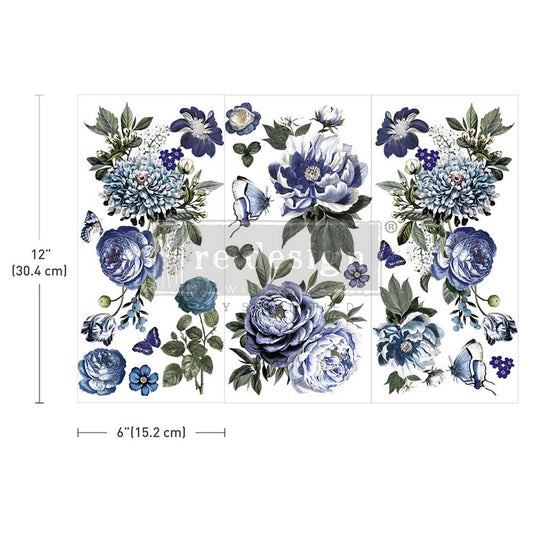 Re-Design With Prima® Mini Transfer - Indigo Petals 6x12"