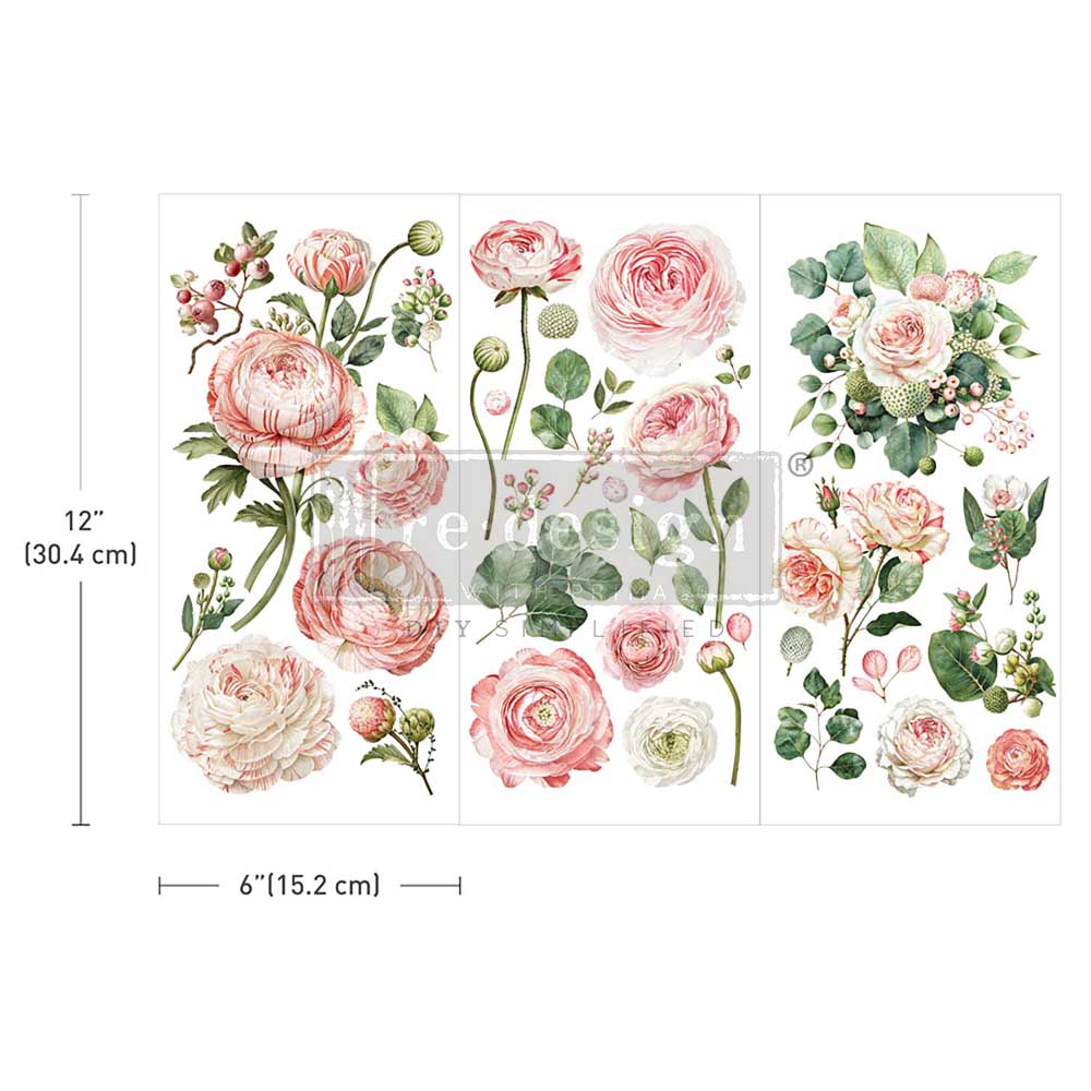 Re-Design With Prima® Mini Transfer - Blushing Blooms  6x12"