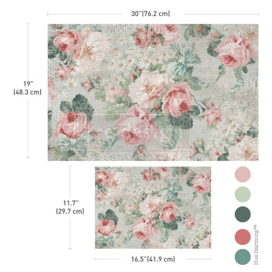 Re-Design With Prima® Decoupage Fiber Paper - Pink Blossom Bliss A3 & 19.5x30" Set