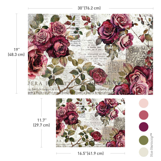 Re-Design With Prima® Decoupage Fiber Paper - Crimson Elements A3 & 19.5x30" Set