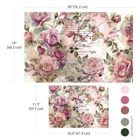 Re-Design With Prima® Decoupage Fiber Paper - Dusty Velvet Mauve A3 & 19.5x30" Set
