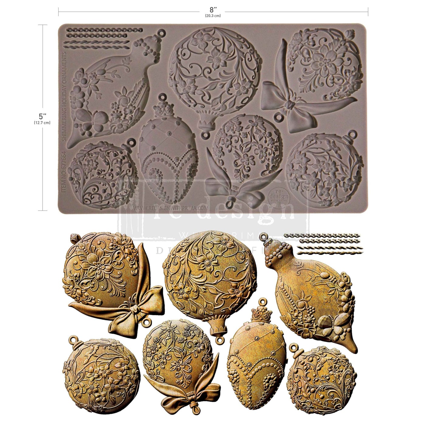 Re-Design With Prima® Decor Moulds  – Shimmering Holiday Ornaments 5x8"
