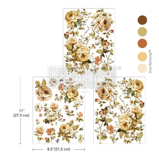 Re-Design With Prima® Middy Transfers - Belle Epoque Blooms - 8.5x11" 3 Sheets