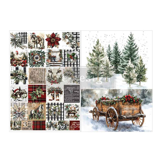 Re-Design With Prima® A4 Decoupage Fiber - Farmhouse Frost 8.27x11.69" 2 Sheets