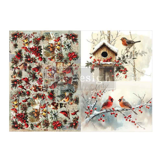 Re-Design With Prima® A3 Decoupage Fiber - Feathered Elegance Christmas