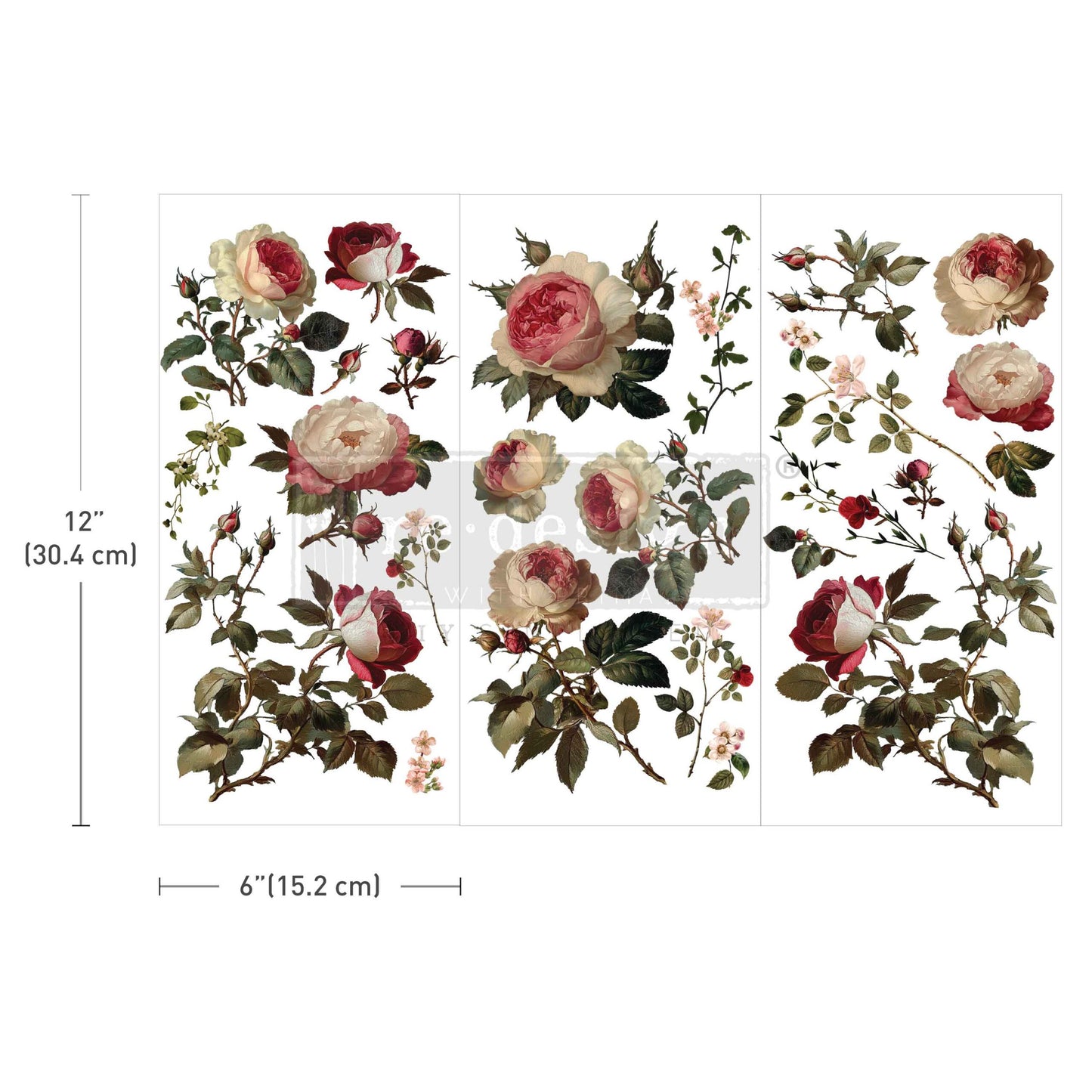 Re-Design With Prima® Small Transfer - Midnight Rose 6x12"