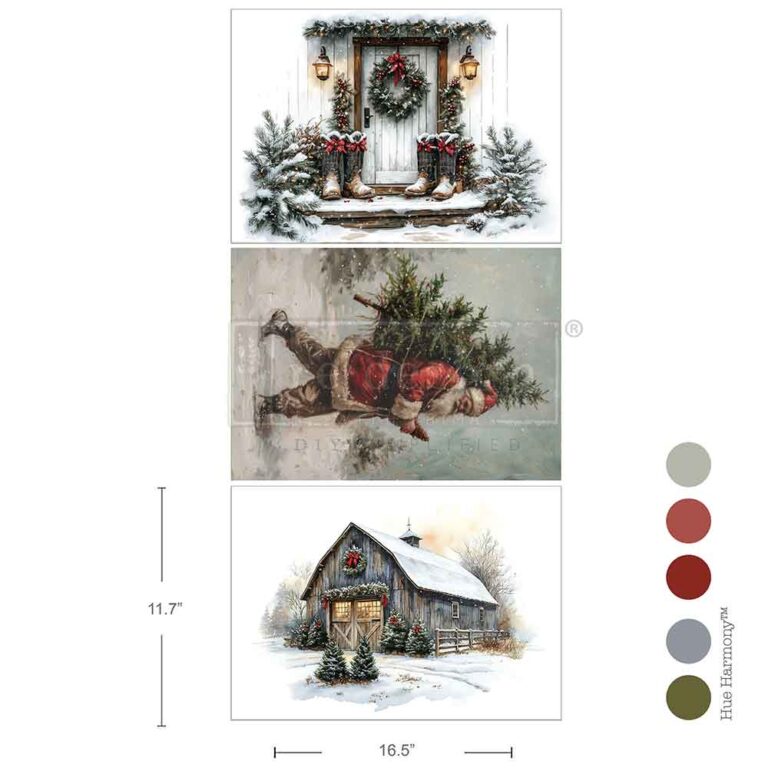Redesign A3 Decoupage Fiber Santa's Woodland Stroll