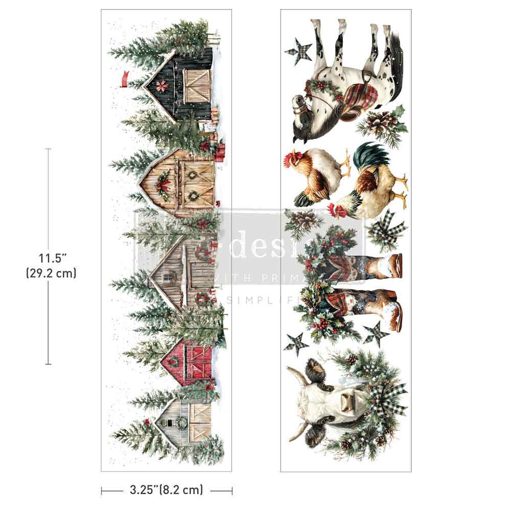 Re-Design With Prima® Luxe Transfers - Christmas On The Farm 3.25x11.5"