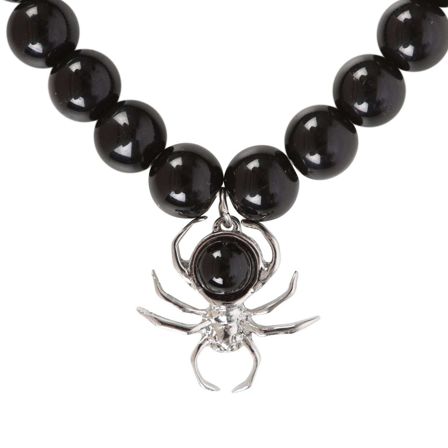 Something Different : Gothic Spider Black Obsidian Beaded Bracelet