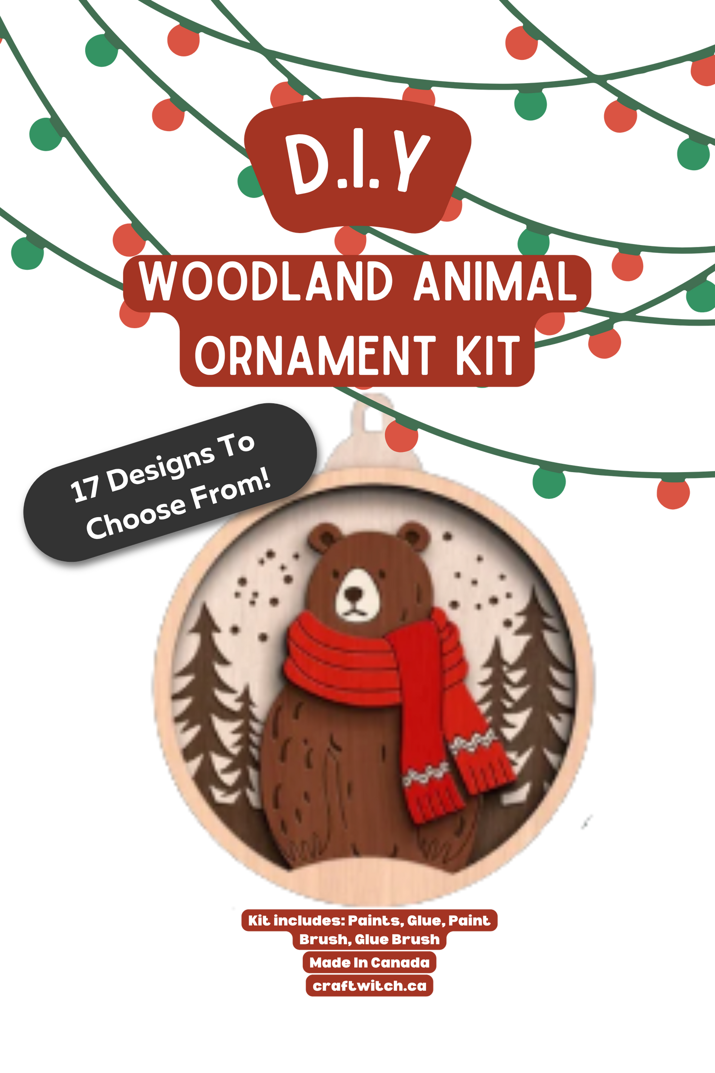 The Craft Witch - Brown Bear w/ Scarf Winter Wonderland Ornament Kit