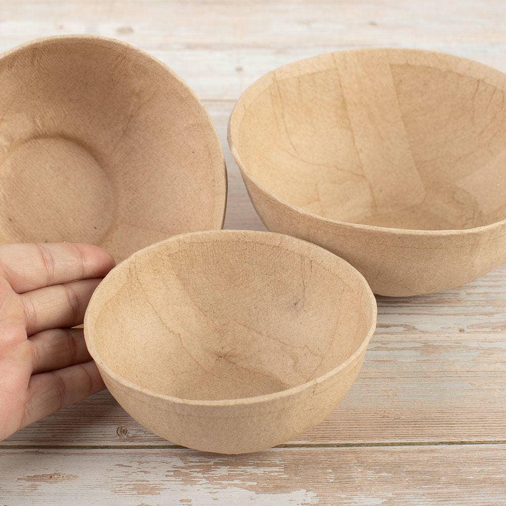 Factory Direct Craft - Natural Kraft Paper Mache Decorative Bowls (Set of 3)