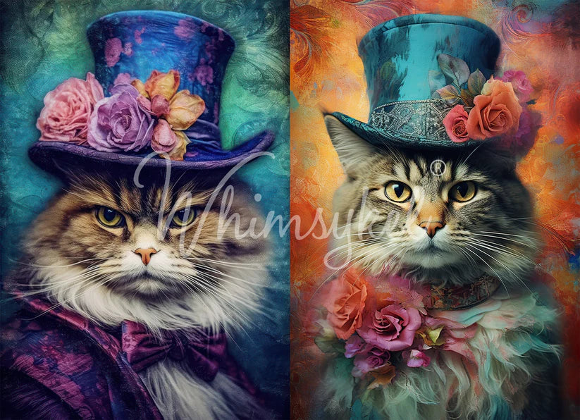 Whimsykel Designs : Decoupage Paper : Duo Cats 29x21"