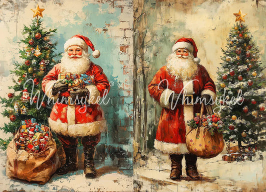 Whimsykel Designs : Decoupage Paper : Santa Duo 29x21