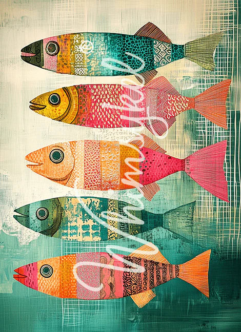 Whimsykel Designs : Decoupage Paper : Fish Fables 21x29