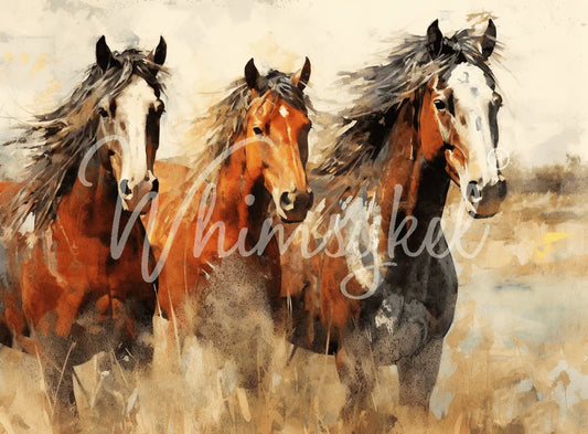 Whimsykel Designs : Decoupage Paper : Graceful Steeds 29x21