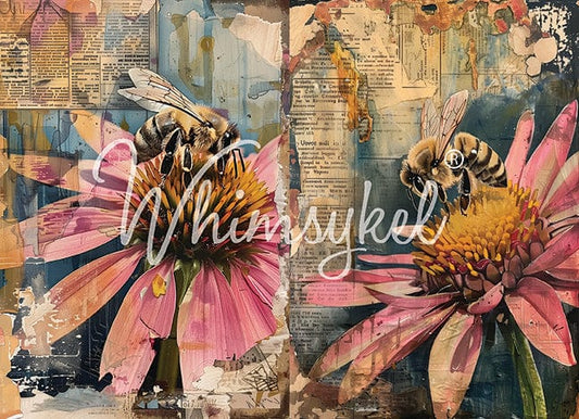 Whimsykel Designs : Decoupage Paper : Honey Bee Duo 29x21