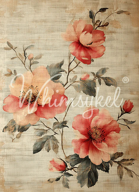 Whimsykel Designs : Decoupage Paper : Linen Flowers  21x29