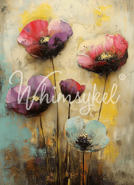 Whimsykel Designs : Decoupage Paper : Painted Poppies 21x29