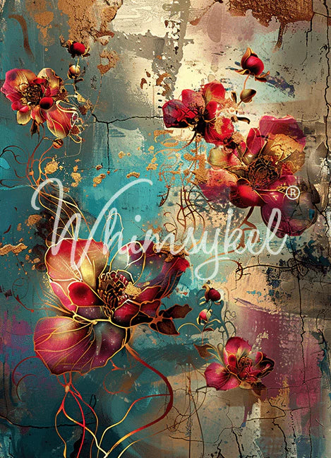 Whimsykel Designs : Decoupage Paper : Patina Petals 21x29