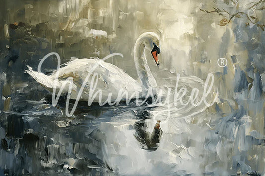 Whimsykel Designs : Decoupage Paper : Peaceful Swan (20x14 & 29x21)