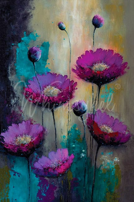 Whimsykel Designs : Decoupage Paper : Purple Poppies 21x29