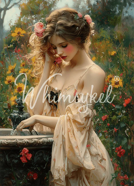 Whimsykel Designs : Decoupage Paper : Rosewater Fountain 21x29