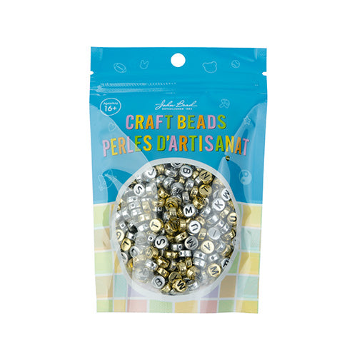 Craft Beads Discs Alphabet 72g Silver and Gold