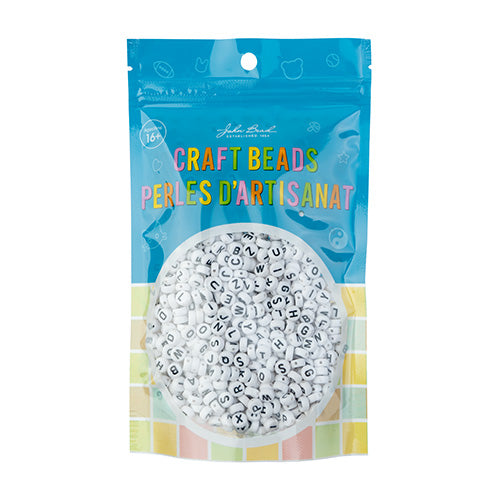 Craft Beads Discs Alphabet 150g White