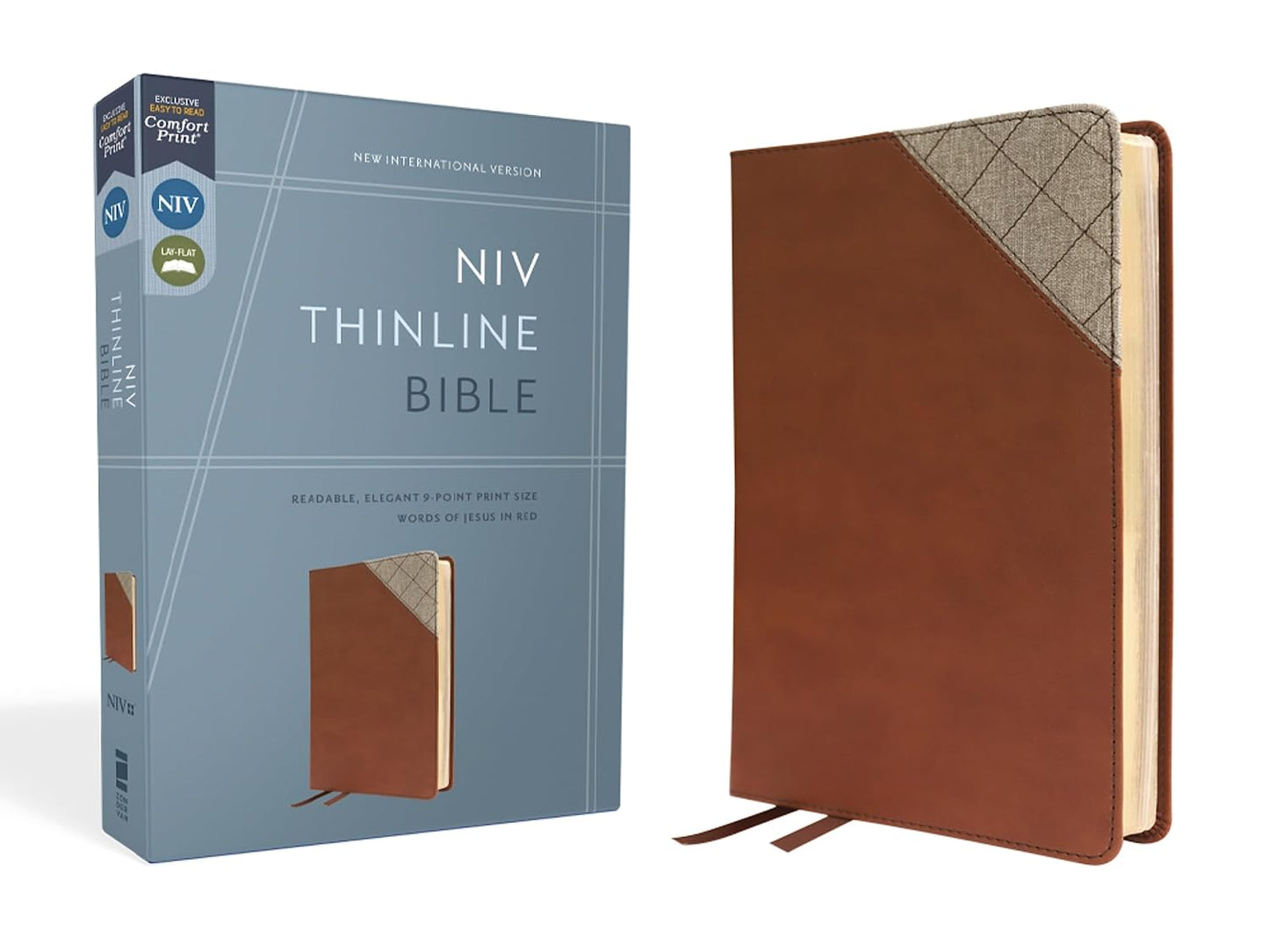 NIV Thinline Bible w/ Red Letter, Leathersoft Brown