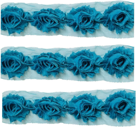 Prima Rose Trim 5 cm Turquoise 5 yd