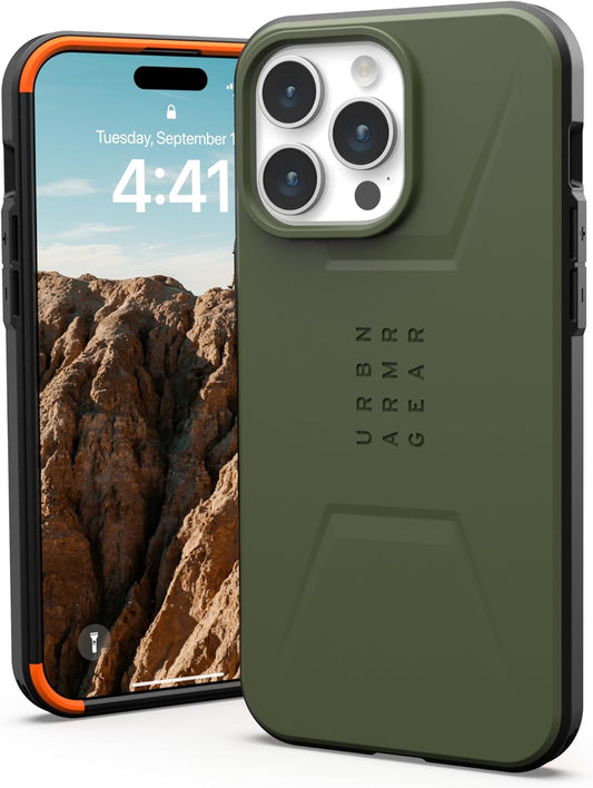 URBAN ARMOR GEAR UAG : Case Compatible with iPhone 15 Pro Max Case Civilian Olive