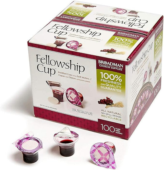 Broadman Church Supplies Pre- Filled Communion Fellowship Cup, Juice and Wafer Set 100 count