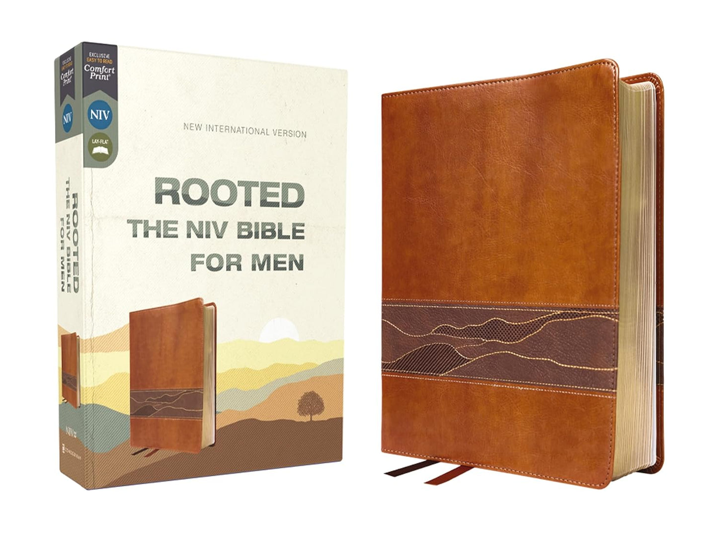 Rooted: The NIV Bible for Men, Leathersoft Brown