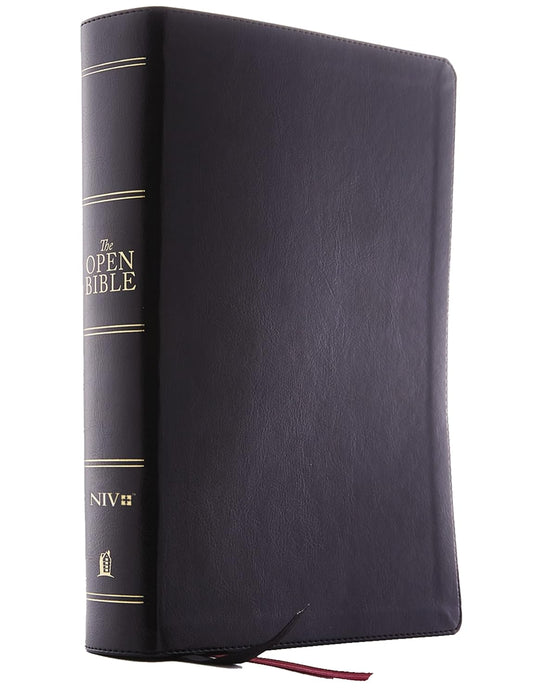 NIV Open Bible w/ Red Letter, Leathersoft Black Comfort Print: Complete Reference System