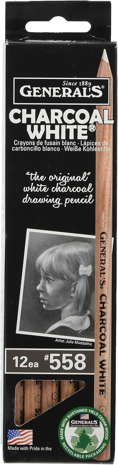 General's Charcoal White Pencils - Sold Individually