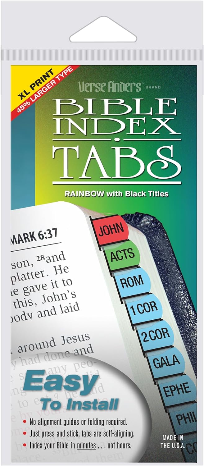 Rainbow Bible Tabs Verse Finders Thin Pack XL Print