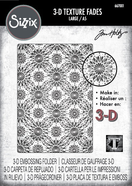Tim Holtz & Sizzix - 3D Texture Fades Embossing Folder - Kaleidoscope A5