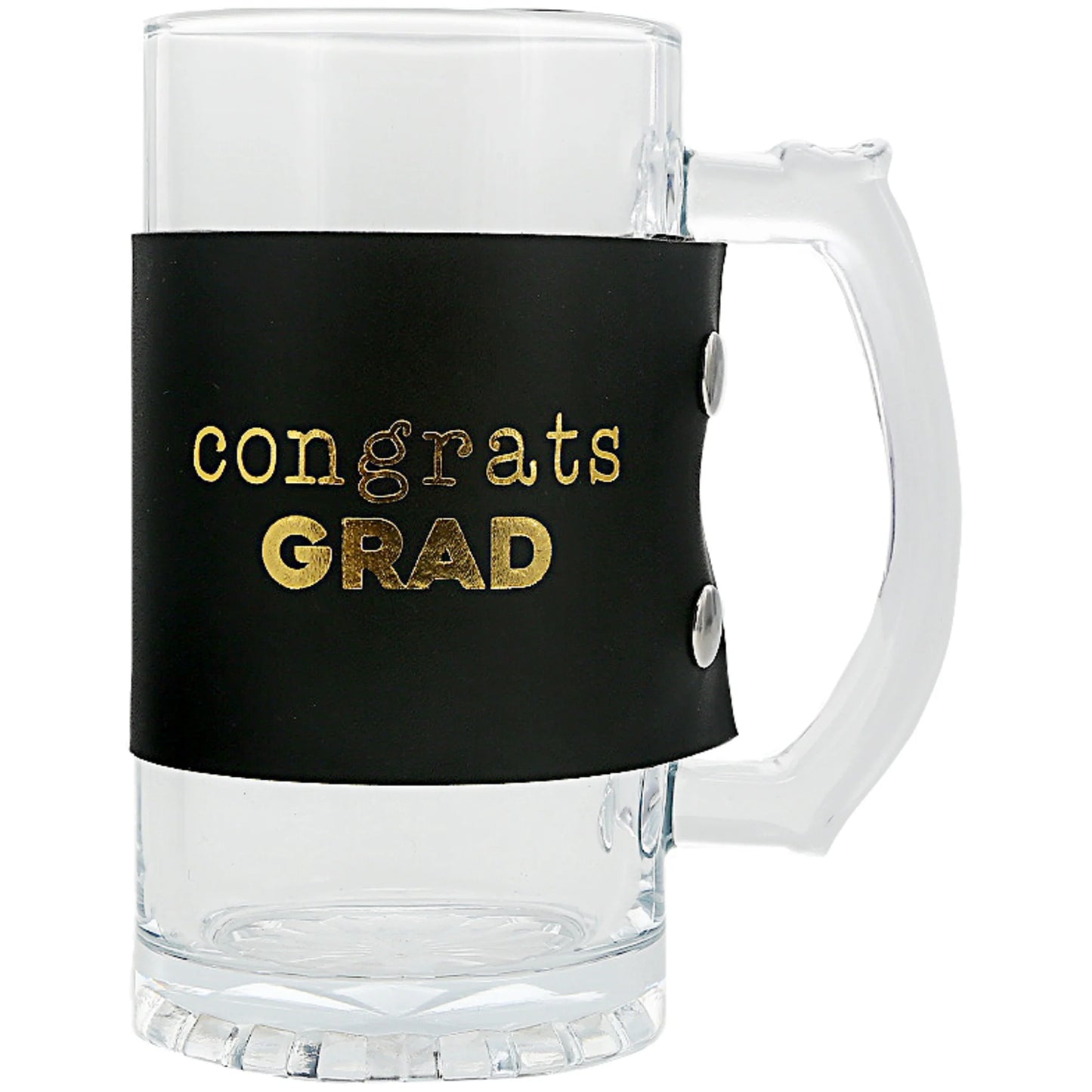 Grad 16oz Glass Stein w/ PU Leather Wrap