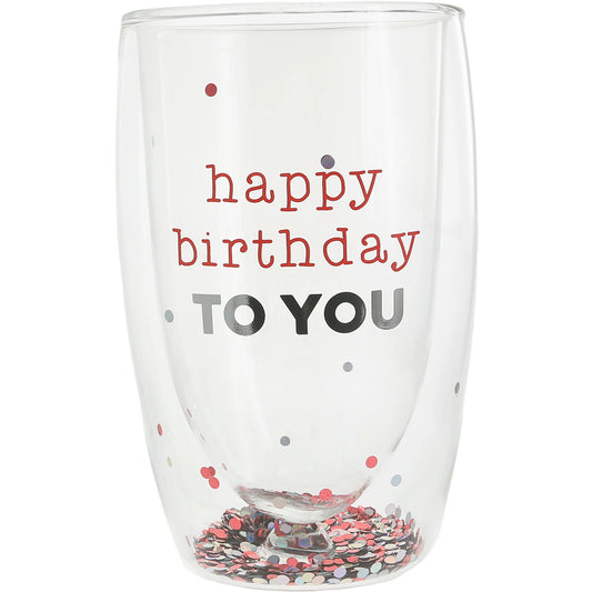 Happy Birthday 14oz Double-Walled Glass