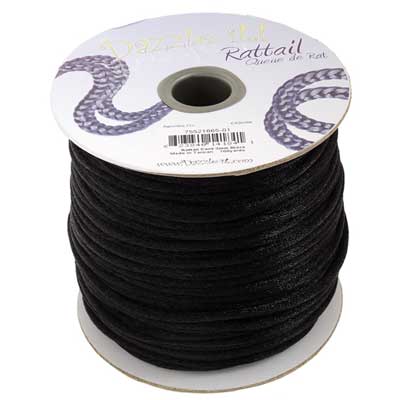 Rattail Cord - Black - 3mm, 100yrds