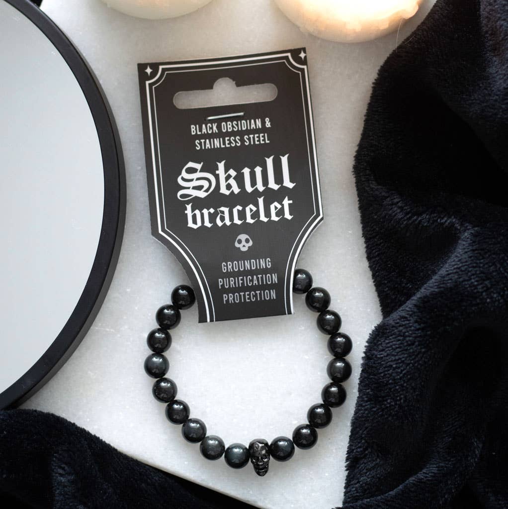 Something Different : Black Obsidian Skull Bracelet