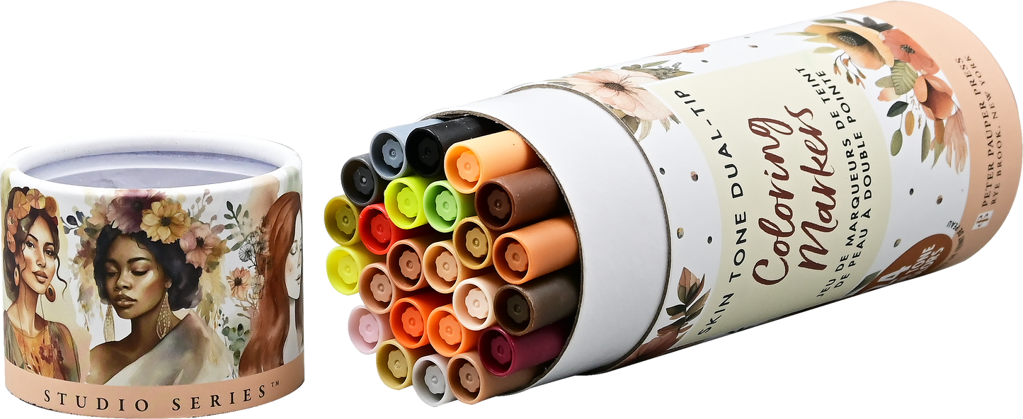 Peter Pauper Press - Studio Series Dual-Tip Skin Tone Markers (Set of 24)