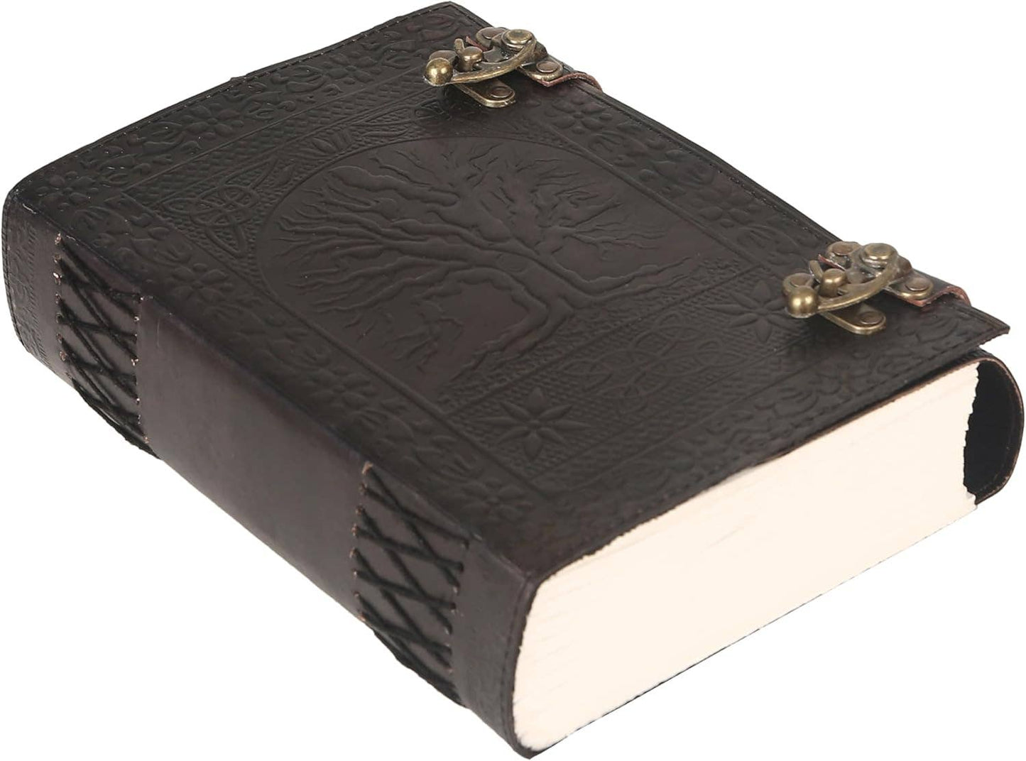 Tuzech 600 pages large tree of life journal | leather journal diary | embossed large tree of life notebook | writing leather notebook | handmade leather journal | leather grimoire | leather sketchbook 7 x 10 Thread Bound
