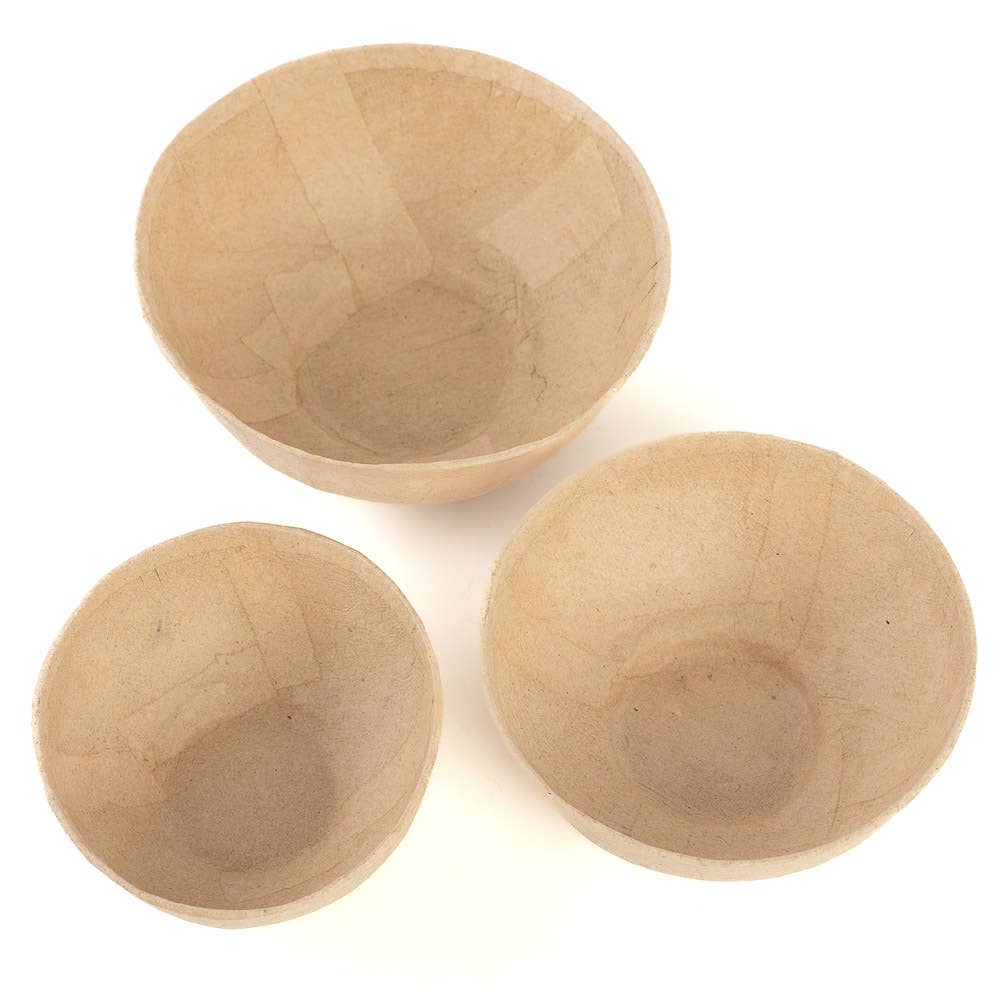 Factory Direct Craft - Natural Kraft Paper Mache Decorative Bowls (Set of 3)